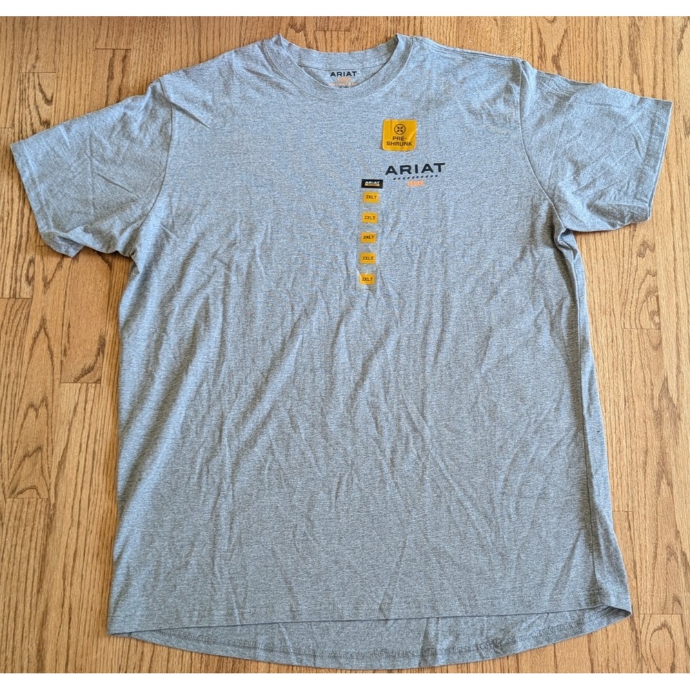 Ariat Rebar Men's T-Shirt Cotton Strong Work Short Sleeve Pre-Shrunk Gray 2XLT